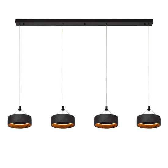 LUCIDE Lucide ADELANTE - Hanglamp - LED Dimb. - CCT - 4x10W 2200K/3300K - Zwart - Premium
