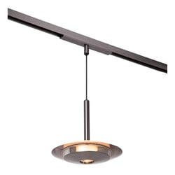 Lucide Premium LINIAL DISC Hanglamp - 1-fase Railsysteem / Smart Railverlichting - Smart - 48V Track - 1xLED - Mat Zwart Chroom