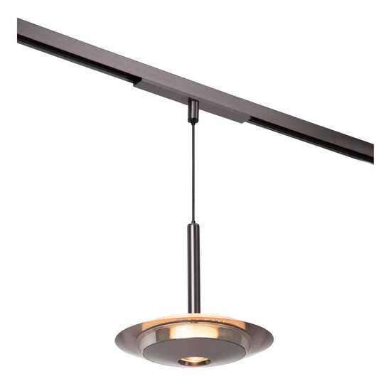 LUCIDE Lucide Premium LINIAL DISC Hanglamp - 1-fase Railsysteem / Smart Railverlichting - Smart - 48V Track - 1xLED - Mat Zwart Chroom