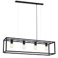 Fantasia KAGO lámpara colgante negra rectangular 100 x 25 cm, 4x casquillo E27 máx. 60W, bombillas no incluidas