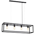 Fantasia KAGO pendellamp zwart rechthoekig 100 x 25 cm, 4x E27 fitting max 60W, lichtbron niet inbegrepen