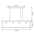 Fantasia KAGO pendellamp zwart rechthoekig 100 x 25 cm, 4x E27 fitting max 60W, lichtbron niet inbegrepen