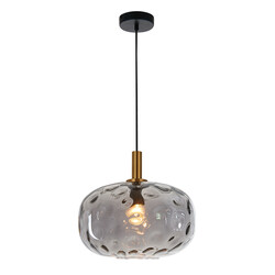 OUTLET - Okiru maxi suspension E27 or et verre gris cendré Ø300mm