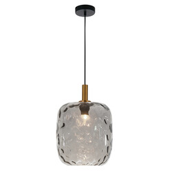 OUTLET - Suspension Okiru E27 noir, verre gris cendré Ø275mm