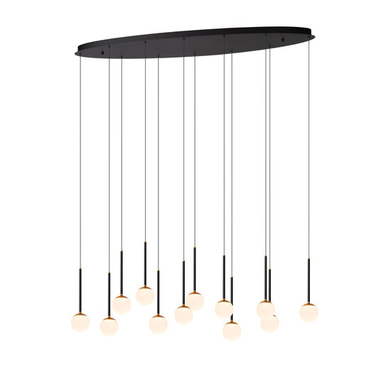 LUCIDE Lucide CALINA - Hanglamp - LED Dimb. - CCT - 12x7W 2200K/3300K - Met vervangbare LED-module - Zwart - Premium
