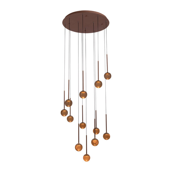 LUCIDE Lucide CALINA - Hanglamp - Ø 69,9 cm - LED Dimb. - CCT - 12x7W 2200K/3300K - Met vervangbare LED-module - Koffie - Premium