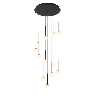 Lucide CALINA - Hanglamp - Ø 69,9 cm - LED Dimb. - CCT - 12x7W 2200K/3300K - Met vervangbare LED-module - Zwart - Premium