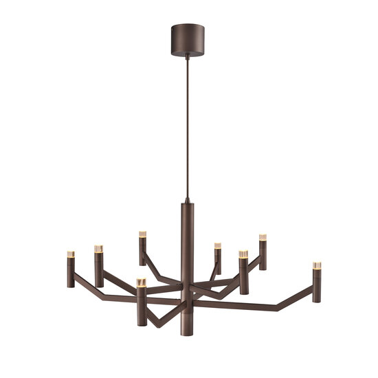 LUCIDE Lucide WELLINGTON - Hanglamp - Ø 80 cm - LED Dimb. - G9 - 2700K - Koffie - Vibes