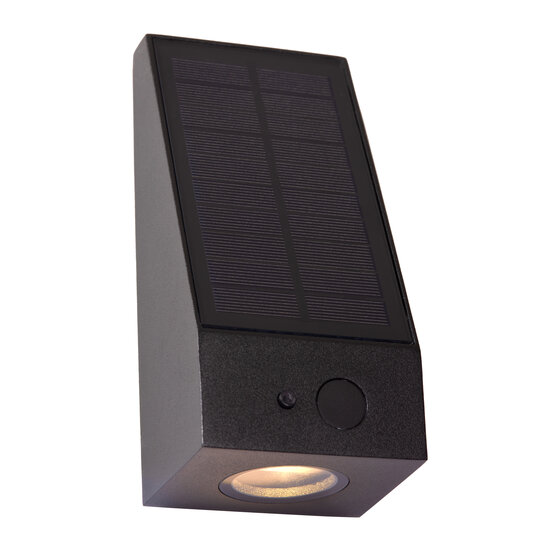 LUCIDE Lucide IRWIN - Wall lamp - Solar energy - LED Dimb. - 1x2W 2850K/3150K - IP54 - Day/night sensor - Black