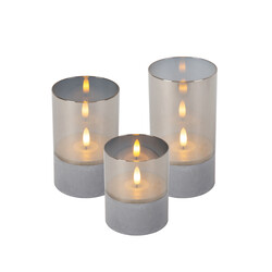 Lucide VELAS - Tafellamp - Batterijen - Ø 8 cm - LED - 3x0,2W 2700K - Fumé - Set van 3