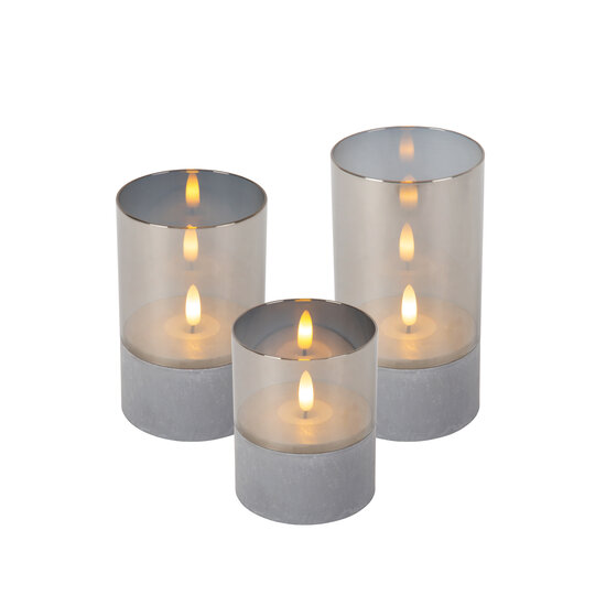LUCIDE Lucide VELAS - Tafellamp - Batterijen - Ø 8 cm - LED - 3x0,2W 2700K - Fumé - Set van 3