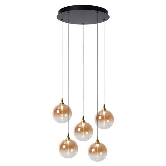 LUCIDE Lucide GISELA - Hanglamp - Ø 48 cm - LED Dimb. - 5x3,8W 2700K - Amber - Premium