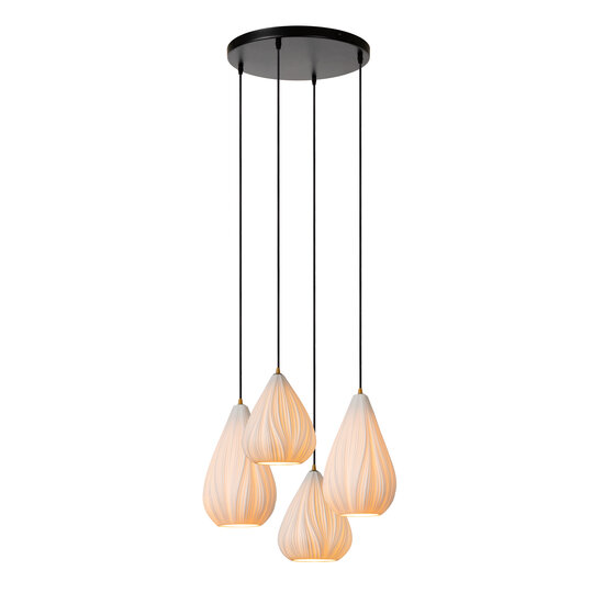 LUCIDE Lucide CINZIA - Hanglamp - Ø 55,5 cm - 4xE27 - Wit