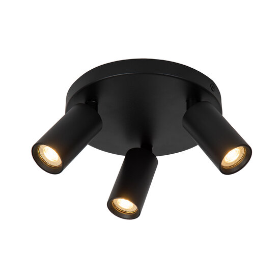 LUCIDE Lucide RITMO - Plafondspot - Ø 18 cm - 3xGU10 (MR11) - Zwart