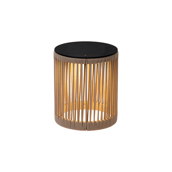 LUCIDE Lucide PINGI - Lampe de Table Rechargeable Intérieur/Extérieur - Accu/Batterie - Ø 33,5 cm - LED Dim. - 1x3W 3000K - IP44 - Taupe