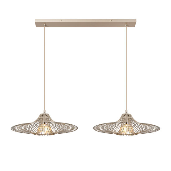 LUCIDE Lucide ELLIS - Pendant Lamp - 2xE27 - Taupe - Essential - Create a warm atmosphere in your interior