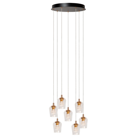 LUCIDE Lucide BERLIANE - Hanglamp - Ø 39 cm - LED Dimb. - 7x4W 2700K - Met vervangbare LED-module - Transparant - Essential