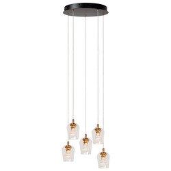 Lucide BERLIANE - Hanglamp - Ø 34 cm - LED Dimb. - 5x4W 2700K - Met vervangbare LED-module - Transparant - Essential