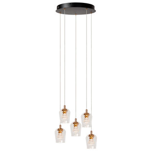 Lucide BERLIANE - Hanglamp - Ø 34 cm - LED Dimb. - 5x4W 2700K - Met vervangbare LED-module - Transparant - Essential