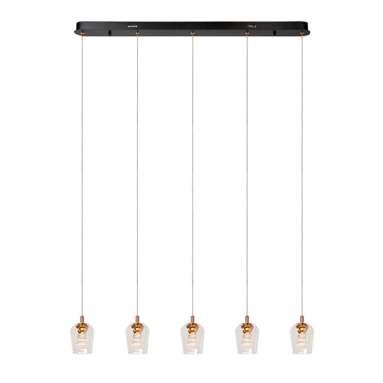 LUCIDE Lucide BERLIANE - Hanglamp - LED Dimb. - 5x4W 2700K - Met vervangbare LED-module - Transparant - Essential
