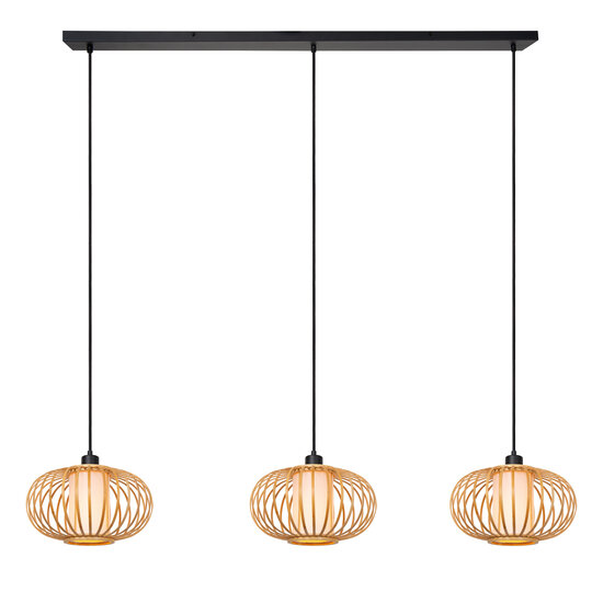 LUCIDE Lucide THULINE - Hanglamp - 3xE27 - Lichte houtlook - Essential