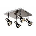 Fantasia Xzibit plafondlamp vierkant wit-chroom, 4x GU10 LED 5W incl., 250x250x105mm, 3000K, IP20, energieklasse F