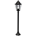 Cardiff garden bollard, black metal with glass, E27 fitting, IP44, height 1000mm, shade diameter 210mm