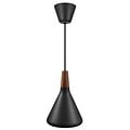 Suspension Float, métal noir conique avec dessus en noyer huilé, Ø180 x H265mm, culot E27, câble 300cm, IP20
