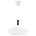 Pendelleuchte mit Stahlrahmen und FSC-zertifizierter, geölter Nussbaum-Deckenplatte, Ø39 cm, Höhe 27 cm, E27-Fassung max. 60W, dimmbar