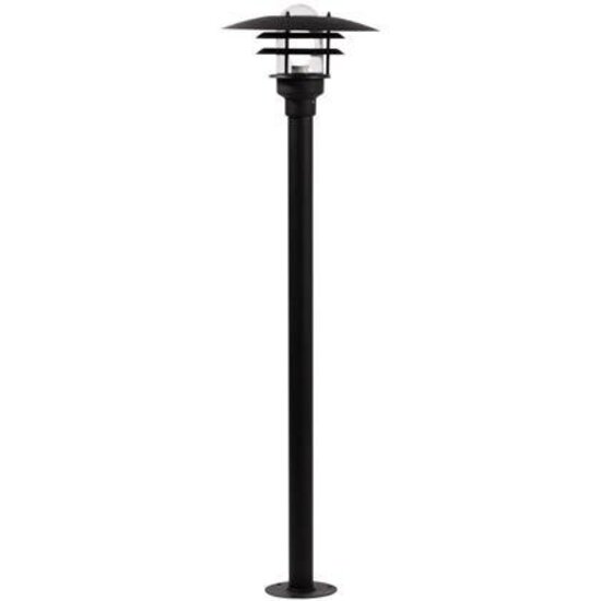 Lønstrup poste de jardín negro, metal con pantalla de cristal, 116 cm de altura, casquillo E27 (bombilla no incluida), IP44