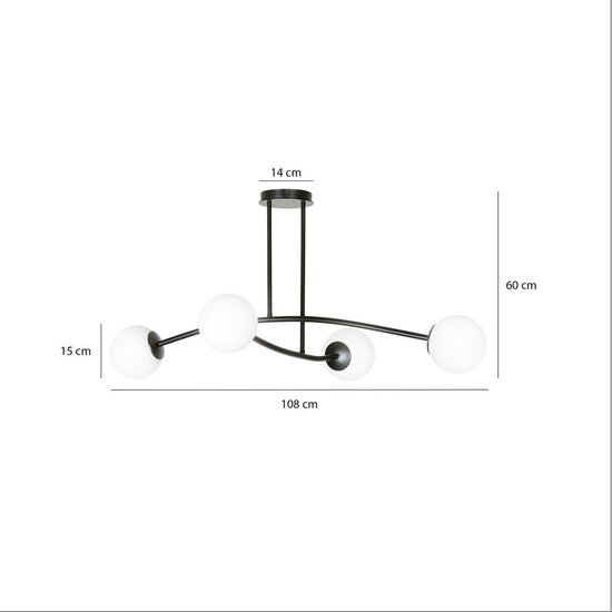 Emibig Emibig HALLDOR 4 BLACK - Moderne plafondlamp voor sfeervolle verlichting
