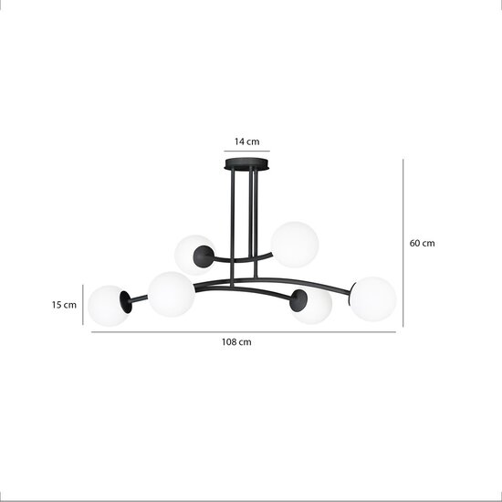 Emibig Emibig HALLDOR 6 BLACK - Modern ceiling lamp for stylish lighting