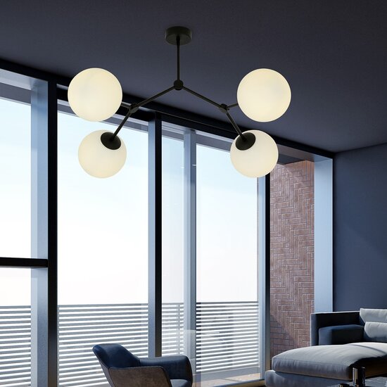 Emibig Emibig SPACE 4 BLACK/OPAL - Moderne Deckenlampe für stilvolle Beleuchtung