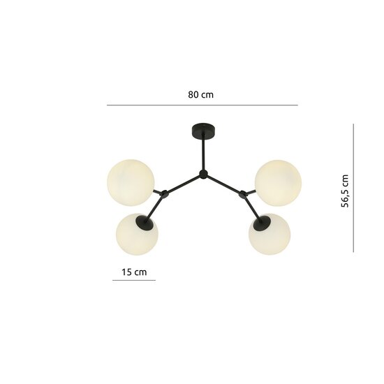 Emibig Emibig SPACE 4 BLACK/OPAL - Lampe de plafond moderne pour un éclairage élégant