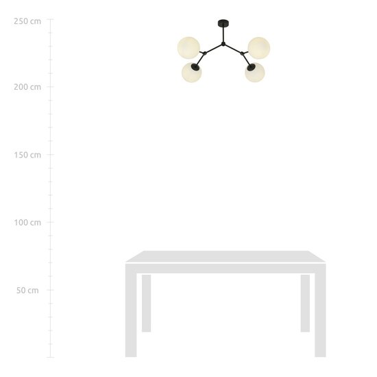 Emibig Emibig SPACE 4 BLACK/OPAL - Lámpara de techo moderna para una iluminación elegante