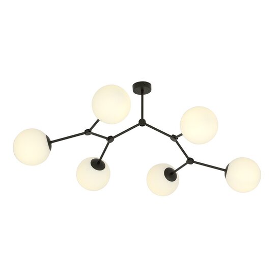 Emibig Emibig SPACE 6 BLACK/OPAL - Moderne plafondlamp voor sfeervolle verlichting