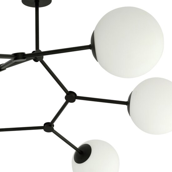 Emibig Emibig SPACE 6 BLACK/OPAL - Moderne plafondlamp voor sfeervolle verlichting
