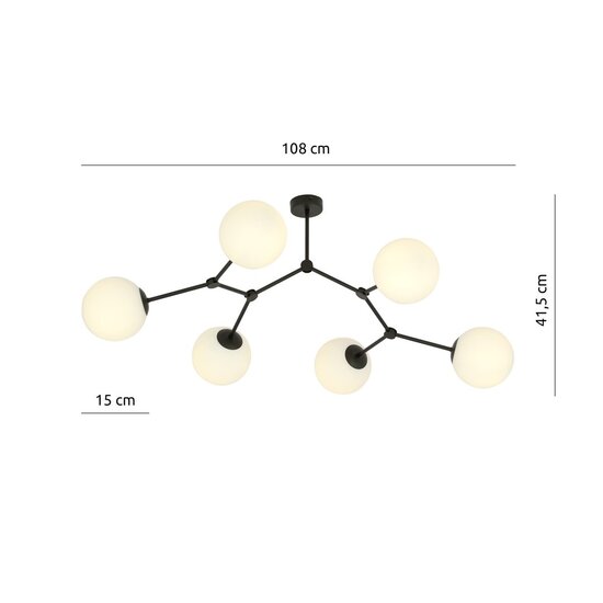 Emibig Emibig SPACE 6 BLACK/OPAL - Plafonnier moderne pour un éclairage stylé