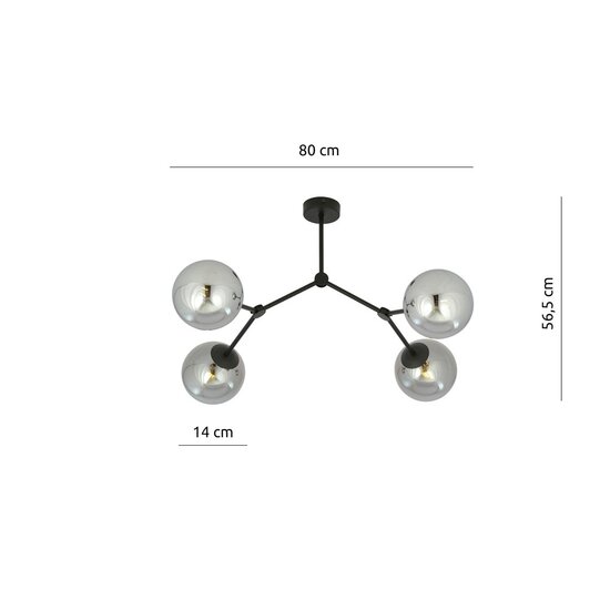 Emibig Emibig SPACE 4 BLACK/GRAFIT - Moderne plafondlamp voor sfeervolle verlichting