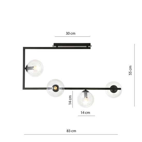 Emibig Emibig SOMA 4 BL TRANSPARENT - Moderne plafondlamp voor sfeervolle verlichting
