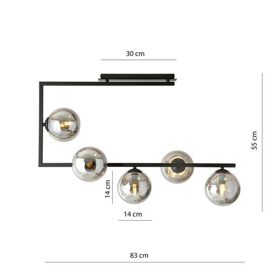 Emibig Emibig SOMA 5 BL GRAFIT - Moderne Deckenlampe für stilvolle Beleuchtung