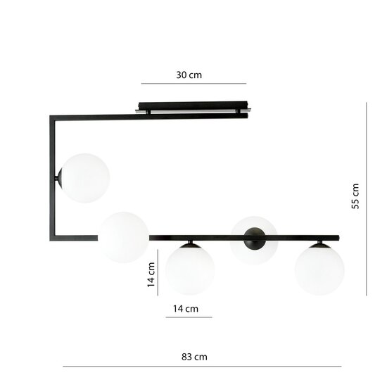 Emibig Emibig SOMA 5 BL OPAL - Moderne plafondlamp voor sfeervolle verlichting