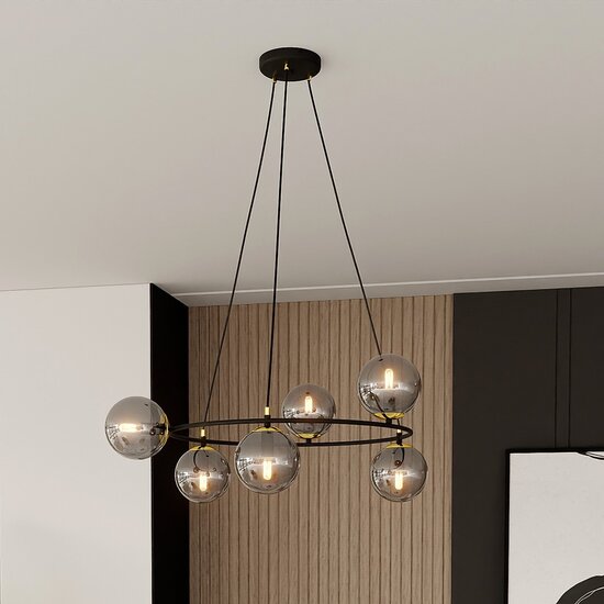 Emibig Emibig AZURA 6 BL GRAFIT - Elegante hanglamp voor een glamoureuze sfeer