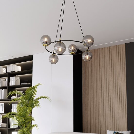 Emibig Emibig AZURA 6 BL GRAFIT - Elegante hanglamp voor een glamoureuze sfeer