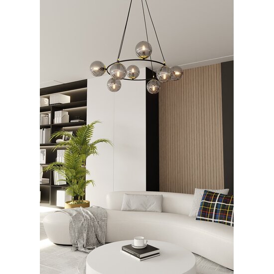 Emibig Emibig AZURA 8 BL GRAFIT - Elegante hanglamp voor een glamour uitstraling