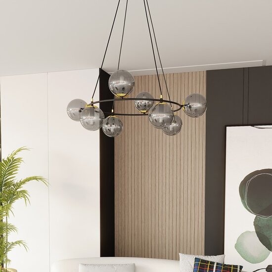 Emibig Emibig AZURA 8 BL GRAFIT - Elegante hanglamp voor een glamour uitstraling