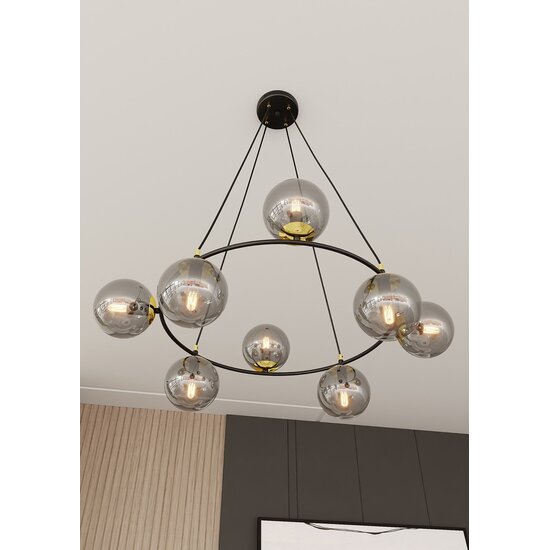 Emibig Emibig AZURA 8 BL GRAFIT - Elegante hanglamp voor een glamour uitstraling