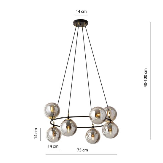 Emibig Emibig AZURA 8 BL GRAFIT - Elegante Pendelleuchte für einen glamourösen Akzent