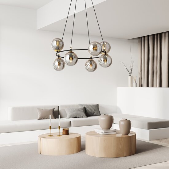 Emibig Emibig AZURA 8 BL GRAFIT - Elegant pendant lamp for a glamorous touch