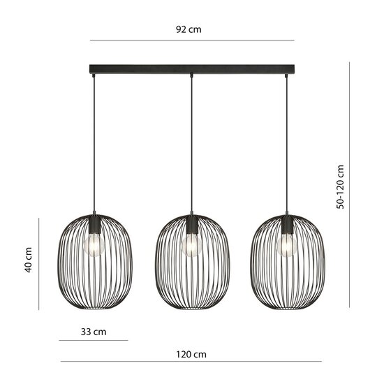 Emibig Emibig ONYX 3 BL - Lámpara colgante industrial elegante para cualquier espacio